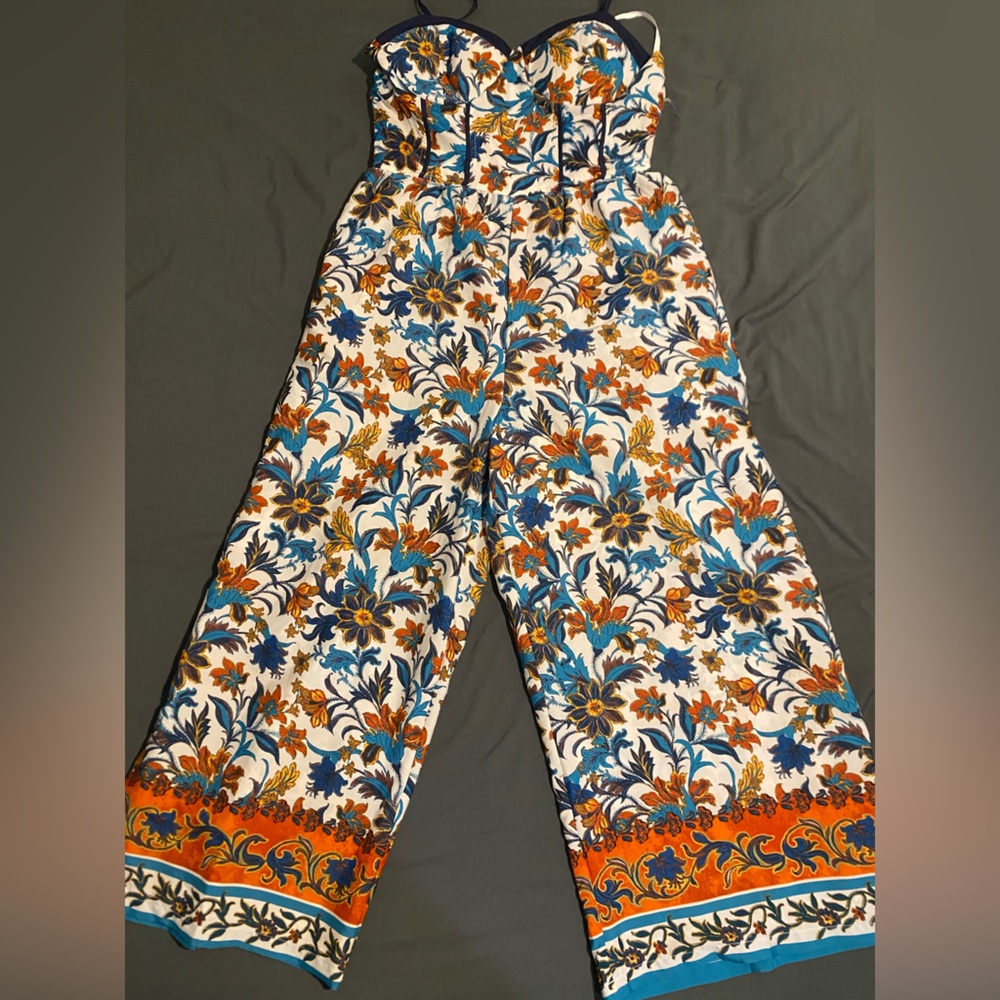 B-O- G Collective Blue and White Smocked Romper